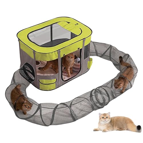 Faltbares Katzengehege – tragbares Outdoor-Katzenzelt | Geschlossener Laufgitter, Tunnel-Spielplatz, einfacher Aufbau, geräumige Kätzchen-Spielplätze für Garten, Rasen, Hof, Balkon, draußen Faltbares Katzengehege – tragbares Outdoor-Katzenzelt | Geschlossener Laufgitter, Tunnel-Spielplatz, einfacher Aufbau, geräumige Kätzchen-Spielplätze für Garten, Rasen, Hof, Balkon, draußen von Generisch
