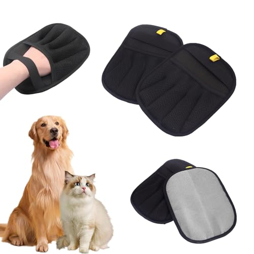 Fell Magnet Handschuh — Fellmagnet, Katzenpflegehandschuhe, Katzen Haarentferner, 2025 Pet Hair Remover Glove Welpenpflegehandschuhe, Haustierzubehör, Tierhaarentferner Handschuh Schuppenwerkzeug (2) von Generisch