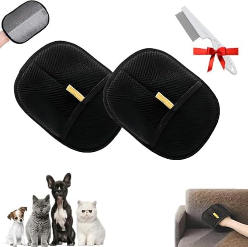 Fell Magnet Handschuh Pet Hair Remover Wiederverwendbar Tierhaarentferner Handschuh, Elektrostatisches Prinzip Fusselbürste Tierhaare, für die Pflege von Haustieren, Sofas und Teppichen (2 PCS) von Generisch
