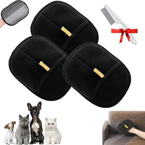 Fell Magnet Handschuh Pet Hair Remover Wiederverwendbar Tierhaarentferner Handschuh, Elektrostatisches Prinzip Fusselbürste Tierhaare, für die Pflege von Haustieren, Sofas und Teppichen (3 PCS) von Generisch