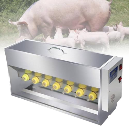 Ferkel Feeder - 10/14 Sauger Edelstahl Stillstation mit Nippel-Futterspender für Ferkel und kleine Lämmer - Inklusive 14 Brustwarzen von Generisch