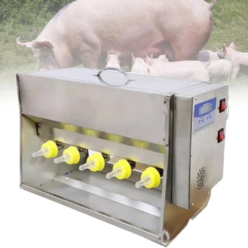 Ferkel Feeder - 10/14 Sauger Edelstahl Stillstation mit Nippel-Futterspender für Ferkel und kleine Lämmer - Inklusive 14 Brustwarzen von Generisch