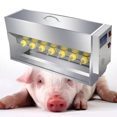 Ferkel selbsttränke | Ferkel-Stillstation Aus Edelstahl | Little Pig Bubble-Milchschüssel-Futterspender Mit Nippeln | Langlebiger Futterspender für mehrere Tiere (Silver, 14 Heads) von Generisch