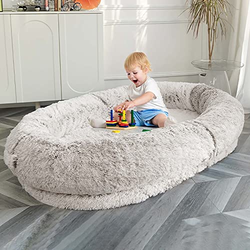 Flauschiges Hundebett mit Seiten - Riesensitzsack Hundebett mit waschbarer Kunstfelldecke für Mensch und Haustier - Gemütliches Bett für Mensch und Hund zum Einschlafen Flauschiges Hundebett mit Seiten - Riesensitzsack Hundebett mit waschbarer Kunstfelldecke für Mensch und Haustier - Gemütliches Bett für Mensch und Hund zum Einschlafen von Generisch