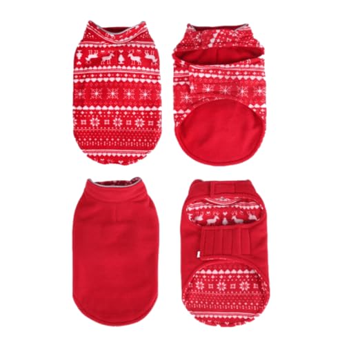 Fleecepulli 2-seitig rot mit Klettverschluss | Wendepulli | Hundebekleidung für Herbst und Winter | Hundegewand (L) von Generisch