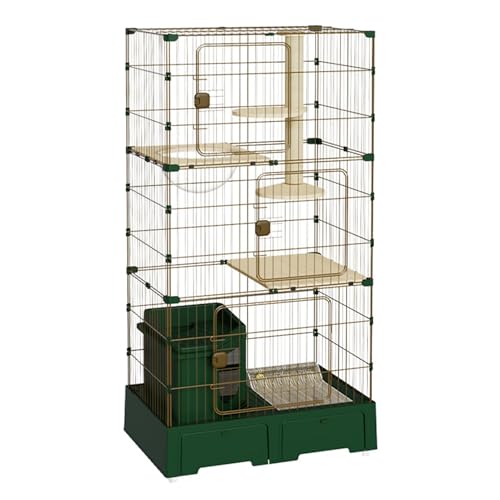 Freilaufgehege Dreistöckiges Metall Laufstall mit Plattformen für Indoor-Katzen Begehbarer Katzenkäfig von Generisch
