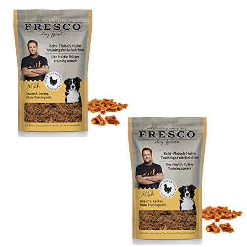 FRESCO Martin Rütter Trainingsknöchelchen Huhn | Doppelpack | 2 x 150 g | Natürlicher Monoproteinsnack aus reinem Hühnerfleisch in Knöchelchen-Form | Leckerer Hundesnack von Fresco