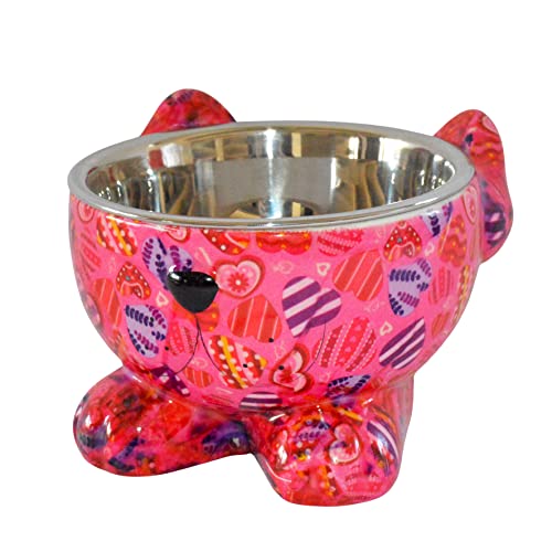 Fressnapf Hund | pink Herz | Futternapf Wassernapf Napf Futterstelle | Pomme Pidou | 10x15 cm von Generisch