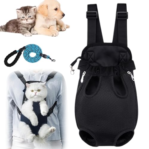 Generisch Furry Pawsy Carrier,Furry Pawsy Cat Carrier,Verstellbarer Haustier-Katzen-Brustkorb-Rucksack,Haustier-Reisetasche,Verstellbarer Haustier-Front-Katzen-Hundetrage-Rucksack (XL,schwarz) von Generisch
