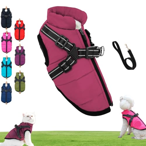 Furryking 3 in 1 Winter Jacket, Furryking Dog Winter Coat, Waterproof Windproof Thickened Warm Dog Jacket with Zipper for Small Medium Large Dogs/Cats(Lila,L) von Generisch