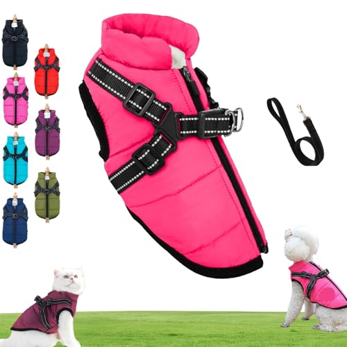 Furryking 3 in 1 Winter Jacket, Furryking Dog Winter Coat, Waterproof Windproof Thickened Warm Dog Jacket with Zipper for Small Medium Large Dogs/Cats(Pink,5XL) von Generisch