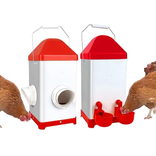 Futter- und Tränke-Set für Küken - Geflügel-Fütterungsset für, Regenfester Küken-Futterspender | Automatischer Hühnerfutter- und Tränkesatz, automatischer Küken-Tränker, Hühnerstall-Zubehör von Generisch