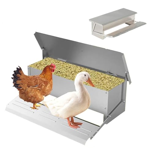 Futterautomat Für Hühner Geflügel Mit Deckel Futterspender, Fußpedal Selbstöffnender Futtertrog Automat Hühnerfutter Mit Pedal Und Abdeckung Für Hühner Enten Gänse Usw von Generisch