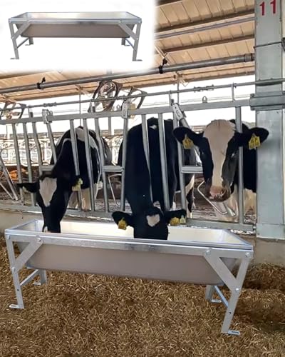 Futterspender und Wassertrog aus Edelstahl, robuste Tierfutterausrüstung für Pferde, Schafe, Schweine und Geflügel mit Ständer Futterspender und Wassertrog aus Edelstahl, robuste Tierfutterausrüstung für Pferde, Schafe, Schweine und Geflügel mit Ständer von Generisch