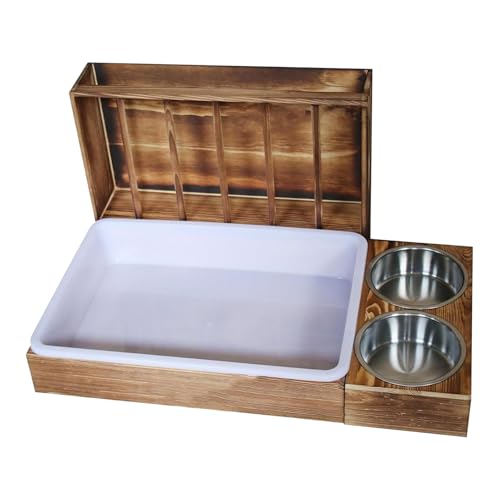 -Futterstation mit Katzentoilette, Kleintier-Heuhalter mit Schalen, Anti-Abfall, für Kleintiere, Futternäpfe, Futtergras, Halter für Lebensraum, Gehege, Käfig -Futterstation mit Katzentoilette, Kleintier-Heuhalter mit Schalen, Anti-Abfall, für Kleintiere, Futternäpfe, Futtergras, Halter für Lebensraum, Gehege, Käfig von Generisch