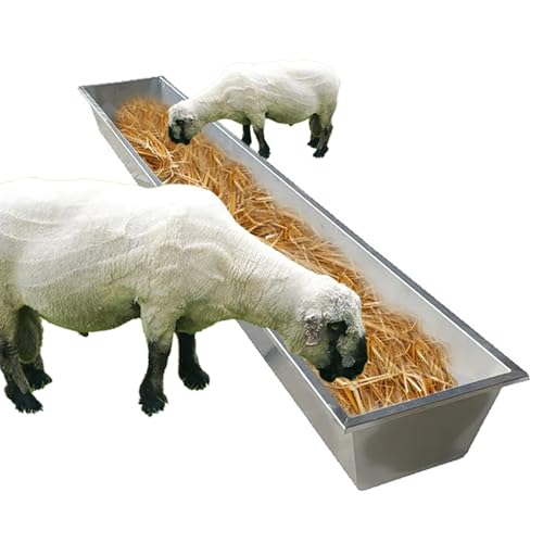Futtertrog aus Edelstahl für Nutztiere – Große Kapazität Heu-Futterstation für Pferde, Kälber, Alpakas, langlebige Weidefutter und Wasserlösung von Generisch