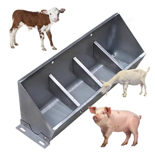 Futtertrog für Nutztiere, 2-in-1 Futtertrog für Schweine, Schafe, Rinder, Bauernhof, Ziegenfutterstationen zum Aufhängen, robuster Edelstahl, getrennter Zaun-Futtertrank, abgeschrägte Öffnung und Futtertrog für Nutztiere, 2-in-1 Futtertrog für Schweine, Schafe, Rinder, Bauernhof, Ziegenfutterstationen zum Aufhängen, robuster Edelstahl, getrennter Zaun-Futtertrank, abgeschrägte Öffnung und von Generisch