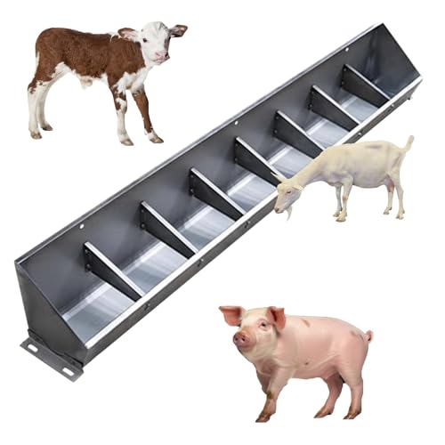 Futtertrog für Nutztiere, 2-in-1 Futtertrog für Schweine, Schafe, Rinder, Bauernhof, Ziegenfutterstationen zum Aufhängen, robuster Edelstahl, getrennter Zaun-Futtertrank, abgeschrägte Öffnung und Futtertrog für Nutztiere, 2-in-1 Futtertrog für Schweine, Schafe, Rinder, Bauernhof, Ziegenfutterstationen zum Aufhängen, robuster Edelstahl, getrennter Zaun-Futtertrank, abgeschrägte Öffnung und von Generisch
