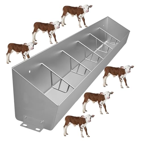 Futtertrog für Vieh, Rindertränke aus Edelstahl, Bauernhof, Hof, Stall, lange Futtertrog für Schweine, Ziegen, Pferde, Tiere, Viehzaun, Futtertrog, 4, 5, 6, 7 Bits, hängend/Grond Poult von Generisch