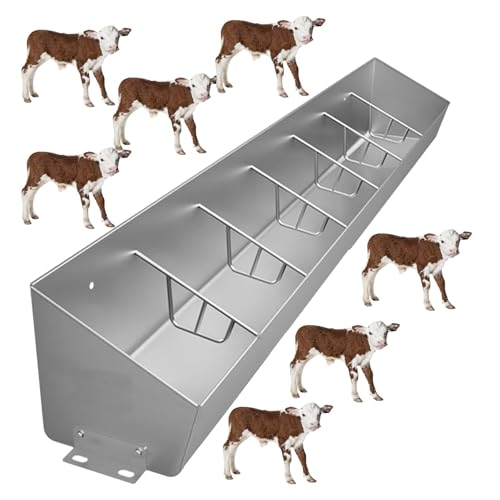 Futtertrog für Vieh, Rindertränke aus Edelstahl, Bauernhof, Hof, Stall, lange Futtertrog für Schweine, Ziegen, Pferde, Tiere, Viehzaun, Futtertrog, 4, 5, 6, 7 Bits, hängend/Grond Poult von Generisch