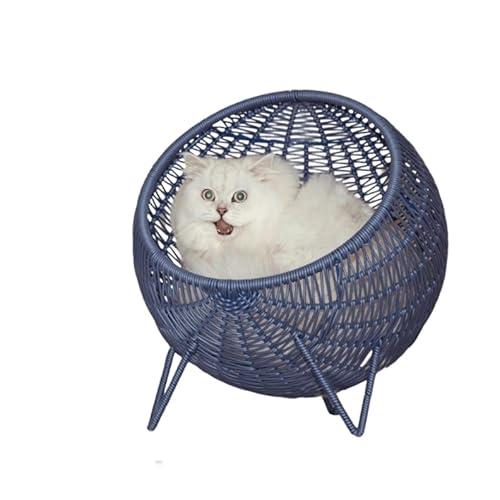 Ganzjahres-Katzenstreu, universal, bequem, halbgeschlossen, multifunktional, Rattan-Gewebe, abnehmbar, waschbar, atmungsaktiv, Geruch, stabil, Polypropylen, handgewebt, Ruheplatz für Haustiere von Generisch