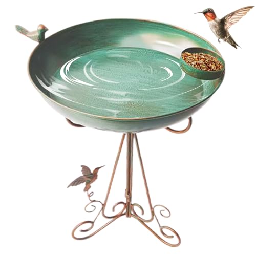 Garten Vogelbad,Metall Vogeltränke Mit Futternapf | Wetterfestes Metall-Vogelbad Für Garten Terrasse Balkon Hinterhof Garten Vogelbad,Metall Vogeltränke Mit Futternapf | Wetterfestes Metall-Vogelbad Für Garten Terrasse Balkon Hinterhof von Generisch