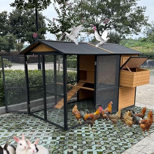 Geflügelstall Outdoor mit wasserdichtem Dach, ausziehbarer Wanne, Rampe, Nistkasten, Doppeltür-Design für Hühner und Enten Geflügelstall Outdoor mit wasserdichtem Dach, ausziehbarer Wanne, Rampe, Nistkasten, Doppeltür-Design für Hühner und Enten von Generisch