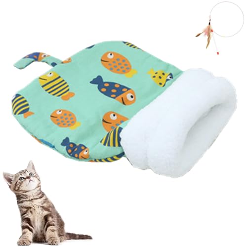 Gemütliches Katzennest, Winterschlafsack für Hauskatzen, süßes, kuscheliges Katzenbett, Katzenhöhle, Tunnel, 360°-Wickelsack (E, L: 45 cm x 55 cm) von Generisch