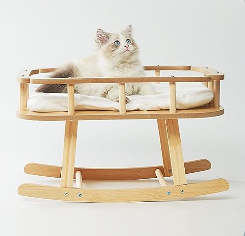 Gemütliches Katzenschlafbett – abnehmbare Holzwiege, Schaukelstuhl für Haustiere, Welpensofa, Sitzstange, Nickerchenmöbel mit komfortablem Design von Generisch