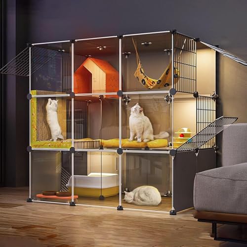 Generic, Katzen-Laufstall für Hauskatzen, transparentes PVC-Design, Haustierkäfige für Kleintiere, großer Übungsplatz, ideal für 1–2 Katzen, Paket B-145 x 145 x 145 cm (Paket a, 110 x 75 x 109 cm) Generic, Katzen-Laufstall für Hauskatzen, transparentes PVC-Design, Haustierkäfige für Kleintiere, großer Übungsplatz, ideal für 1–2 Katzen, Paket B-145 x 145 x 145 cm (Paket a, 110 x 75 x 109 cm) von Generisch
