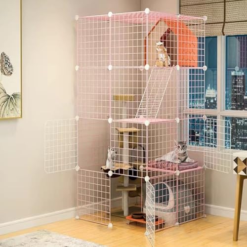Generic Abnehmbarer 3/4-stöckiger großer Katzenkäfig – extra große Haustierbox und Laufstall für Katzen – Metalldraht-Gehäuse für sicheres Trainieren und Spielen (75 x 75 x 146 cm) von Generisch