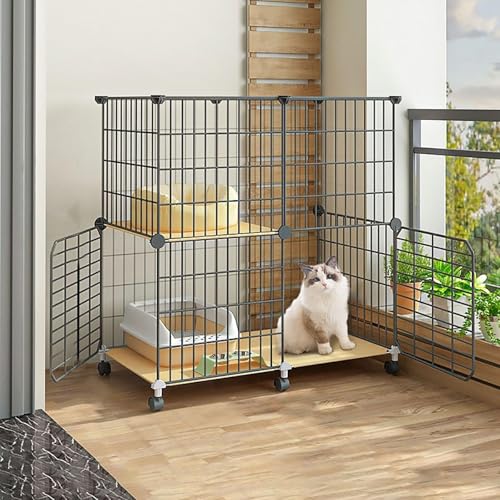 Generic Abnehmbarer Katzenkäfig, für drinnen und draußen, schwarz, Kleintier-Laufstall für Katzen und Welpen (75 x 39 x 76 cm) von Generisch