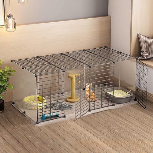 Generic Abnehmbarer Katzenkäfig für den Innenbereich, Metall-Katzen-Laufstall für Kleintiere, Welpen und Kätzchen (147 x 75 x 47 cm) von Generisch