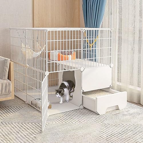 Generic Abnehmbarer Katzenkäfig für den Innenbereich, Metalldraht, Laufstall für Kleintiere, Welpen und Frettchen (75 x 85 x 75 cm (2)) von Generisch