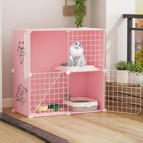 Generic Abnehmbarer Katzenzaun, Haustierkäfig, Frettchenkäfig, Haustier-Tragetasche, DIY-Katzenzaun, Katzen-Hängemattenzaun und Katzennest (75 x 49 x 72 cm (L x B x H) von Generisch