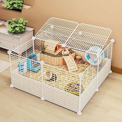 Generic Abnehmbares Katzenhaus und Laufstall für drinnen und draußen, geräumiger Katzenkäfig für Katzen und Kleintiere (weiß, 72 x 72 x 37 cm) von Generisch