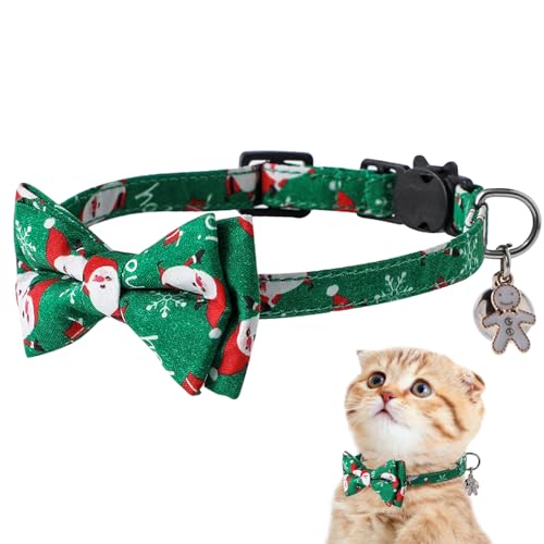 Generic Breakaway Weihnachts-Katzenhalsbänder, verstellbare Schneeflocken-Schleife, Weihnachtshalsbänder, verstellbare Schneeflocken-Schleife, Katzenhalsbänder für Halloween, Erntedankfest und von Generisch