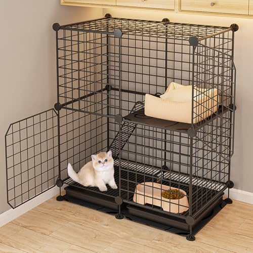Generic DIY 2/3-stöckiges Katzenlaufstall - Abnehmbares Katzengehege aus Metall mit Leitern für Frettchen und Kleintiere Generic DIY 2/3-stöckiges Katzenlaufstall - Abnehmbares Katzengehege aus Metall mit Leitern für Frettchen und Kleintiere von Generisch