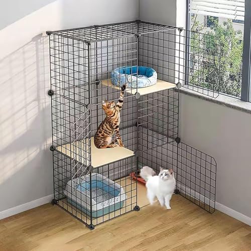 Generic DIY Katzenlaufstall – abnehmbares Katzenzaun für drinnen und draußen, für kleine Haustiere (75 x 49 x 109 cm) von Generisch