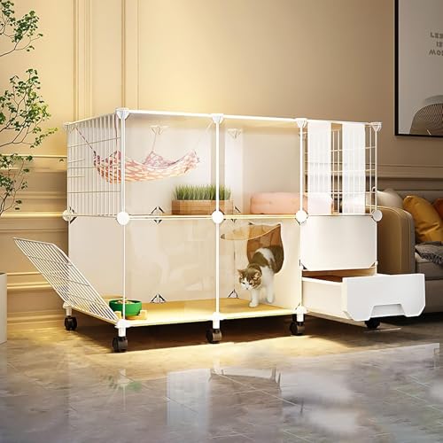 Generic DIY Katzenlaufstall mit Rädern, Abnehmbarer Indoor-Katzenkäfig für kleine Haustiere, großes Übungsgehege für Katzen und Welpen, Weiß Generic DIY Katzenlaufstall mit Rädern, Abnehmbarer Indoor-Katzenkäfig für kleine Haustiere, großes Übungsgehege für Katzen und Welpen, Weiß von Generisch