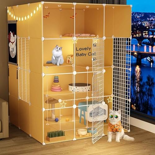 Generic Extra großer Katzenlaufstall - Abnehmbarer Katzenkäfig mit Klappe - Geräumige Haustierbox für Katzen und Kleintiere - Mehrere Gelb Generic Extra großer Katzenlaufstall - Abnehmbarer Katzenkäfig mit Klappe - Geräumige Haustierbox für Katzen und Kleintiere - Mehrere Gelb von Generisch