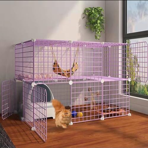 Generic Großer Katzenkäfig, DIY Kleintierkäfig, Katzenkiste, Laufstall für den Innenbereich, abnehmbarer Metalldraht, Zwinger, großer Übungsplatz, faltbarer Hofzaun, Zwinger für 1-4 Katzen oder von Generisch