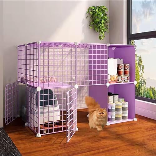 Generic Großer Katzenkäfig, DIY Kleintierkäfig, Katzenkiste, Laufstall für den Innenbereich, abnehmbarer Metalldraht, Zwinger, großer Übungsplatz, faltbarer Hofzaun, Zwinger für 1-4 Katzen oder von Generisch