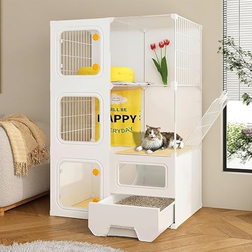 Generic Großer Katzenkäfig für den Innenbereich, Haustierhaus, Kleintierhaus, mit geschlossener Katzentoilette, Katzenleiter, großes Fassungsvermögen, geschichtetes Design, leicht zu reinigen, für 1–4 Generic Großer Katzenkäfig für den Innenbereich, Haustierhaus, Kleintierhaus, mit geschlossener Katzentoilette, Katzenleiter, großes Fassungsvermögen, geschichtetes Design, leicht zu reinigen, für 1–4 von Generisch