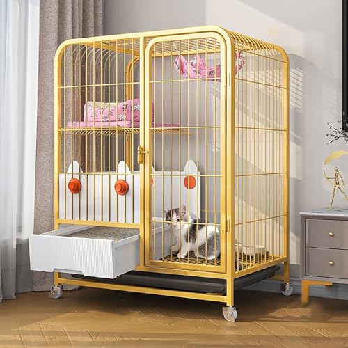 Generic Großer Katzenkäfig für den Innenbereich, Katzenlaufstall mit Katzentoilette und Rädern für Kätzchen, Kleintiere und Welpen (78 x 55 x 100 cm) von Generisch