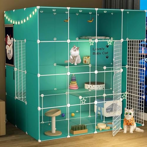 Generic Großer Katzenkäfig für den Innenbereich, abnehmbarer, extra großer Katzenlaufstall für Kleintiere, Grün (Grün, 145 x 139 x 145) von Generisch