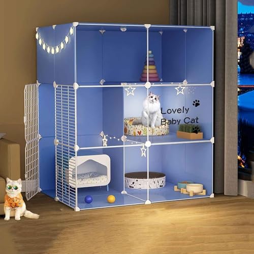 Generic Großer Katzenkäfig für den Innenbereich, abnehmbarer, extra großer Katzenlaufstall für Kleintiere, Grün (lila, 91 x 71 x 106 cm) von Generisch