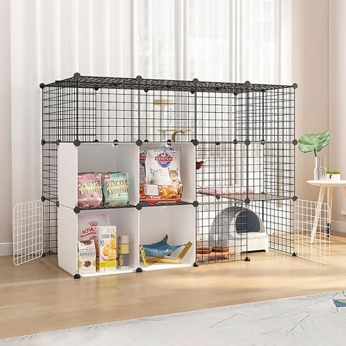 Generic Großer Katzenkäfig für den Innenbereich, abnehmbares Katzenlaufgitter für Kleintiere, geräumiges Freigehege für 1-3 Katzen (147 x 75 x 110 cm-A) von Generisch