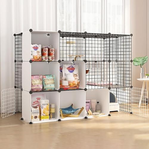 Generic Großer Katzenkäfig für den Innenbereich, abnehmbares Katzenlaufgitter für Kleintiere, geräumiges Freigehege für 1–3 Katzen (147 x 75 x 110 cm-B) von Generisch