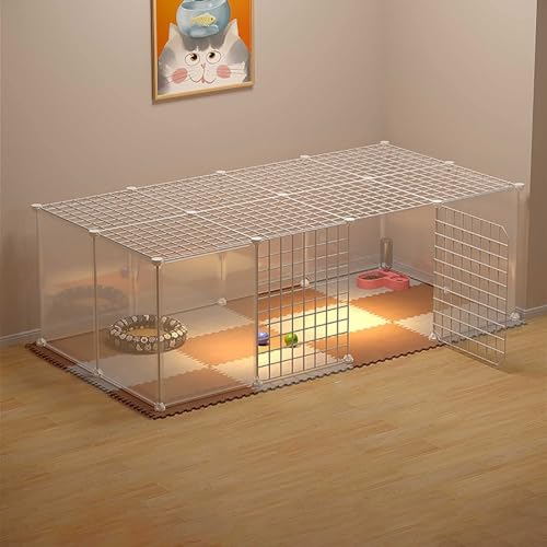 Generic Großer Katzenkäfig für den Innenbereich, abnehmbares Metallgehege für Katzen, kleine Hunde und Frettchen, einfach zu montieren und zu reinigen (147 x 75 x 47 cm) von Generisch
